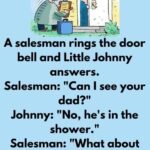 A salesman rings the door bell