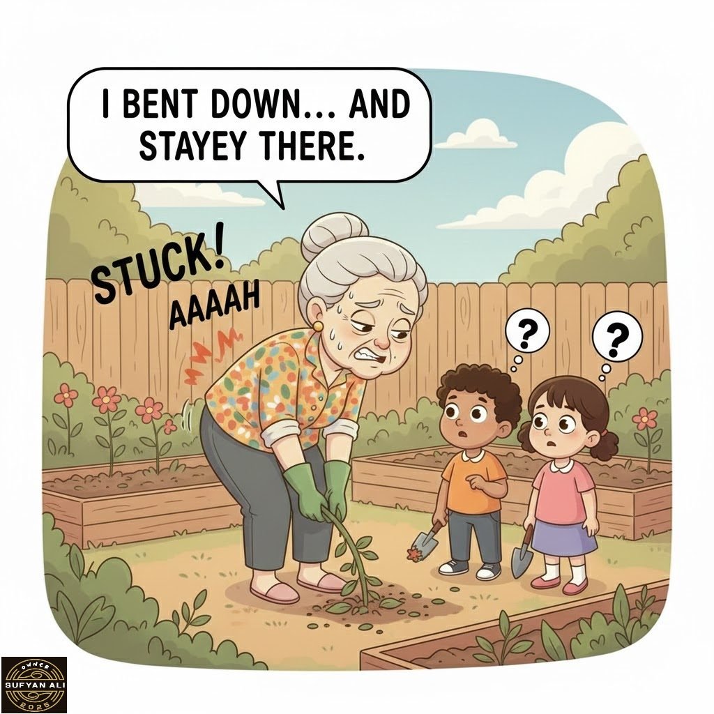 May be an image of text that says 'I BENT DOWN... AND STAYEY THERE. STUCK! AAAAH MWM ? ? ? エ号 -I1 SUP'